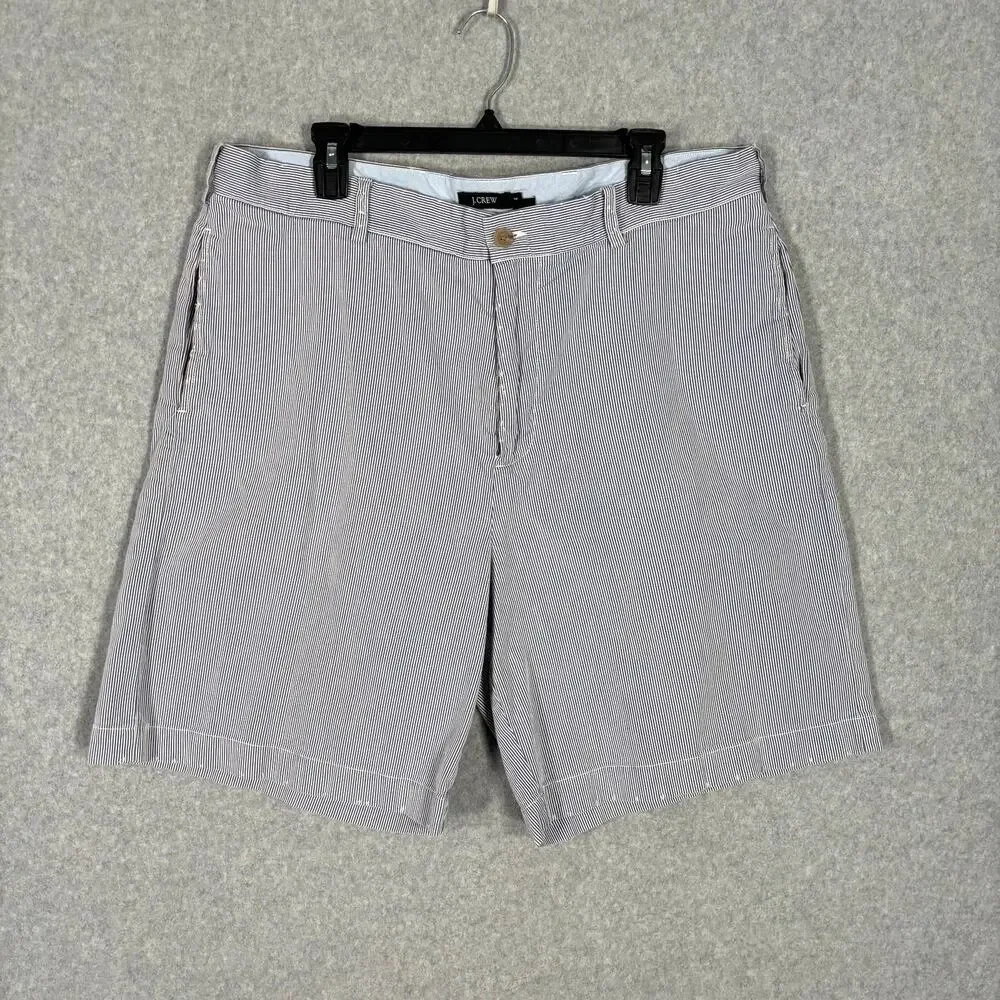 Vintage 90s J Crew Chino Shorts 28 Navy Striped‎ Cotton Sailor Yacht Nautical